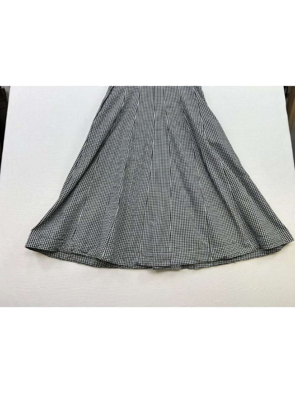 Womens Cottagecore Midi Dress Sleeveless Side Zip Sz 10 Black White Gingham - Picture 9 of 10